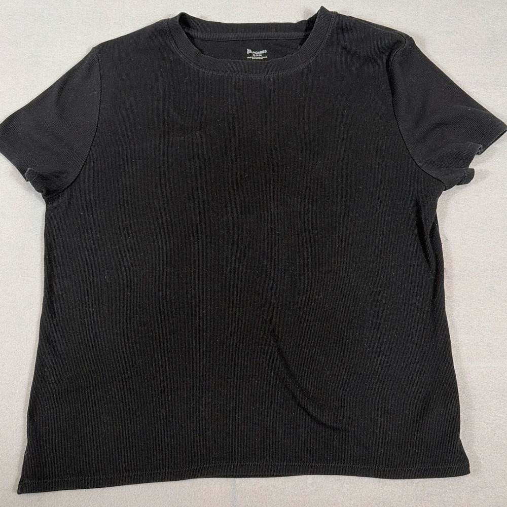 No Boundaries Womens Black Ribbed Short Sleeve Crew Neck T-Shirt XL 16-18 basic
